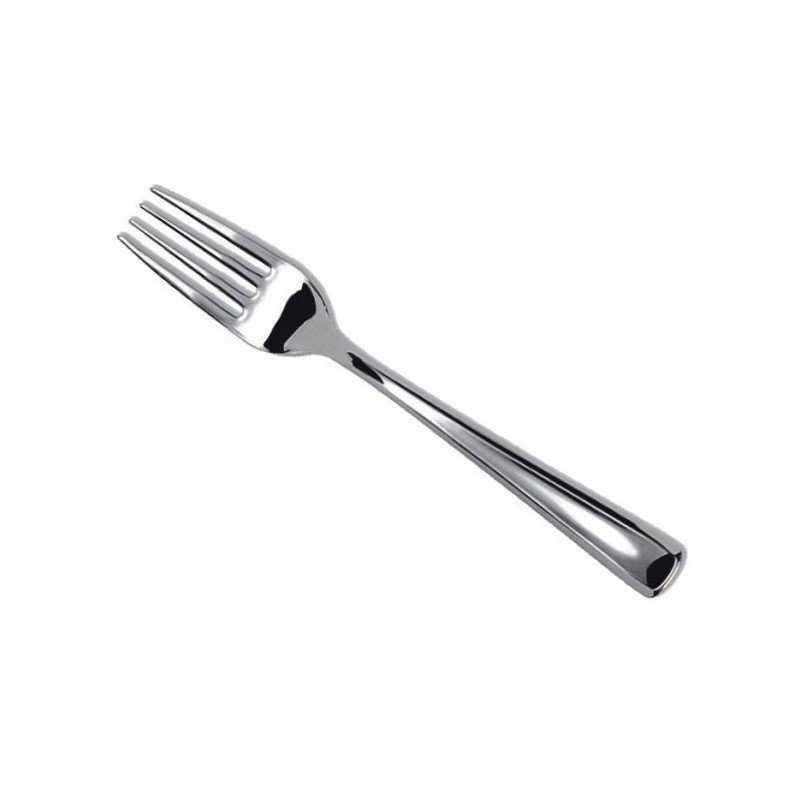 50 Plastikgabeln., Silber, waschbar und wiederverwendbar