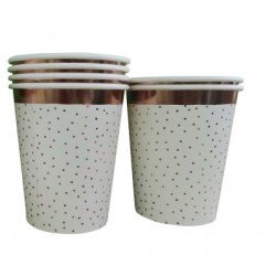 6 Gobelets en carton à pois rose gold