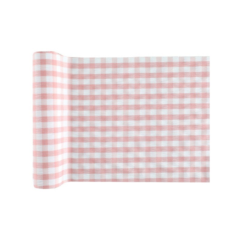 Chemin de table Vichy, rose, 26 cm x 3 mètres