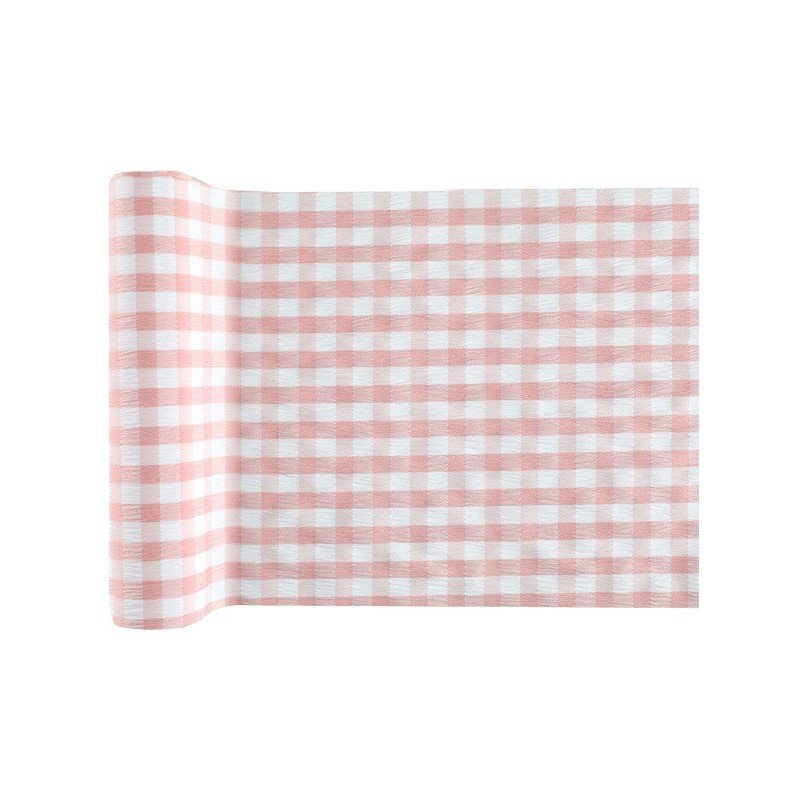 Vichy-Tischläufer, rosa, 26 cm x 3 Meter