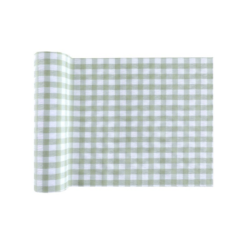 Chemin de table Vichy, vert, 26 cm x 3 mètres