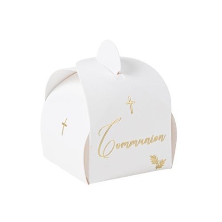 10 Contenants  Communion Pureté blancs et or  5 x 7cm