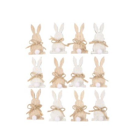 12 Confettis Lapinou en bois 4 x 2,2cm
