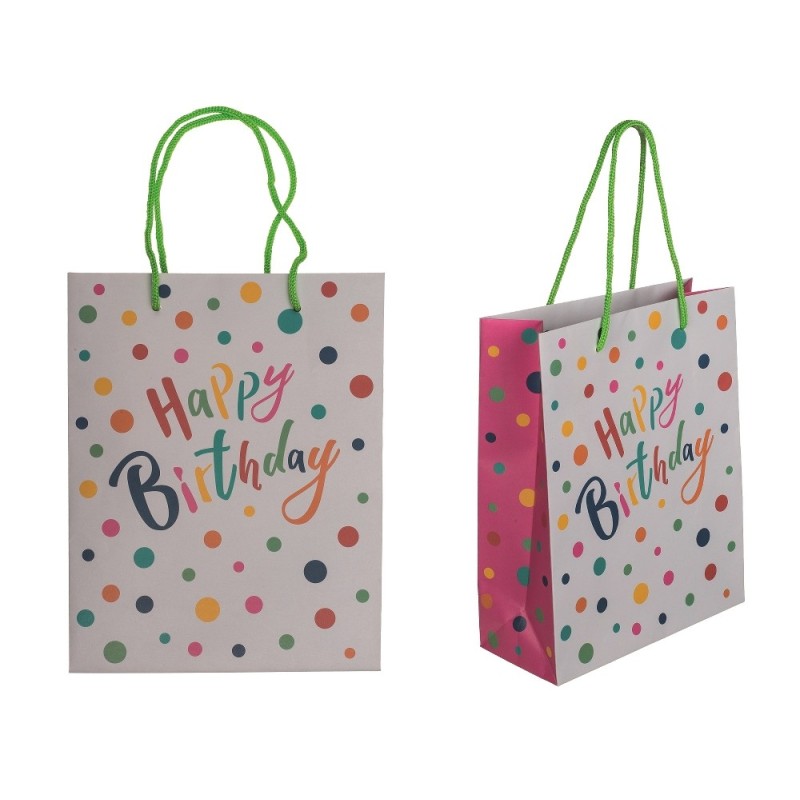1 sacchetto regalo multicolore "Happy Birthday".