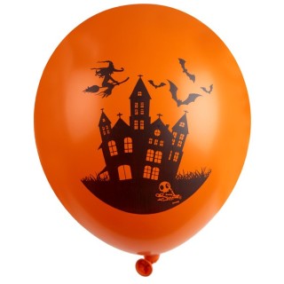 6 Halloween-Spukhaus-Luftballons Ø 30 cm