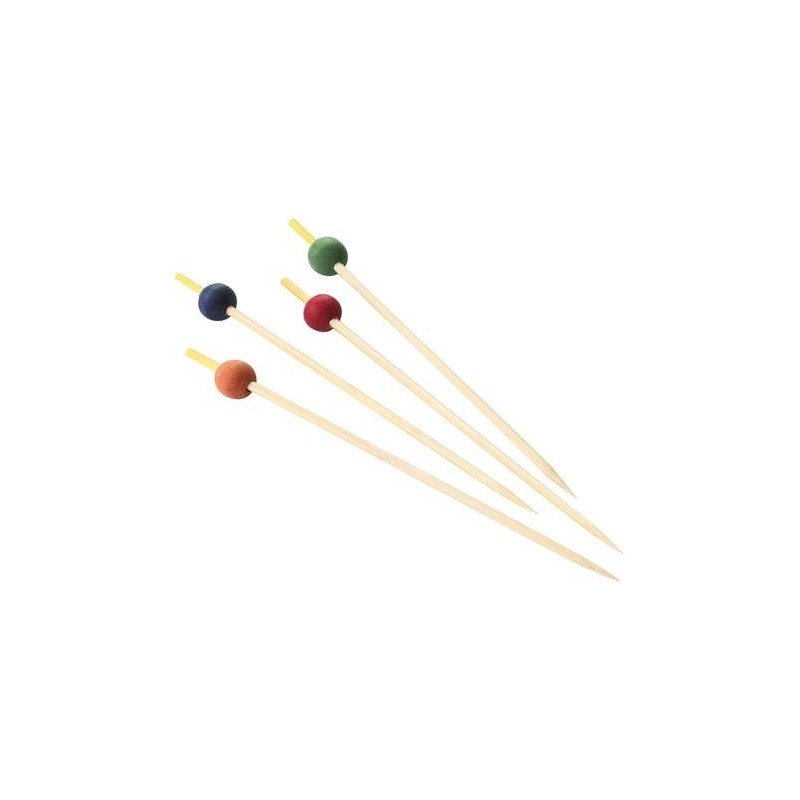 200 piques brochettes bambou avec boule 15cm