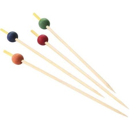 200 piques brochettes bambou avec boule 15cm