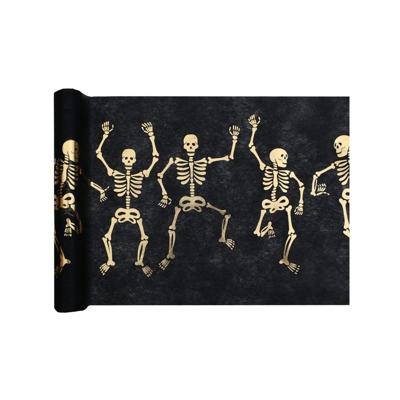 1 Runner da tavolo, scheletro di Halloween, 5m x 30cm 1 Runner da tavolo, scheletro di Halloween, 5m x 30cm