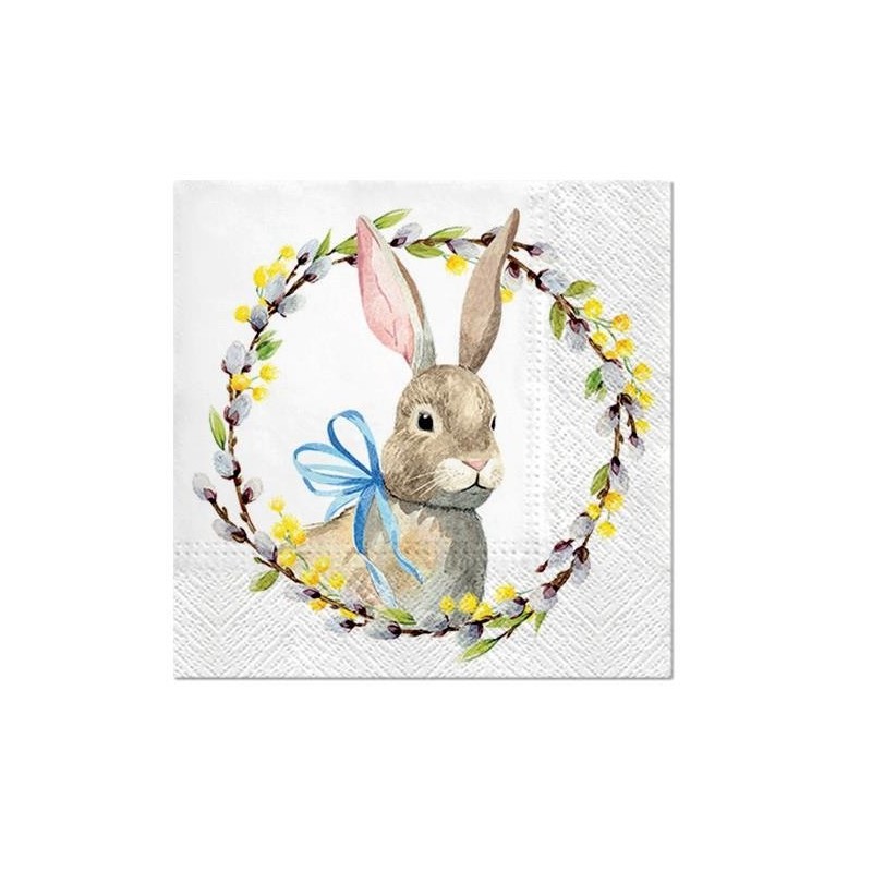 20 Serviettes papier 33x33xcm lapin