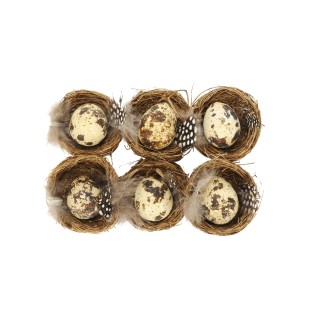 Nid avec oeuf de caille Set/6 5cm