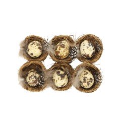 Nid avec oeuf de caille Set/6 5cm