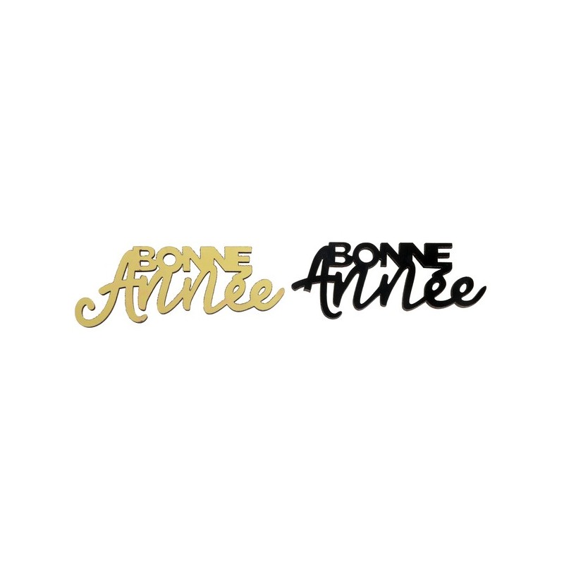 10 Déco à parsemer "Bonne Année" or et noir 10 Déco à parsemer "Bonne Année" or et noir