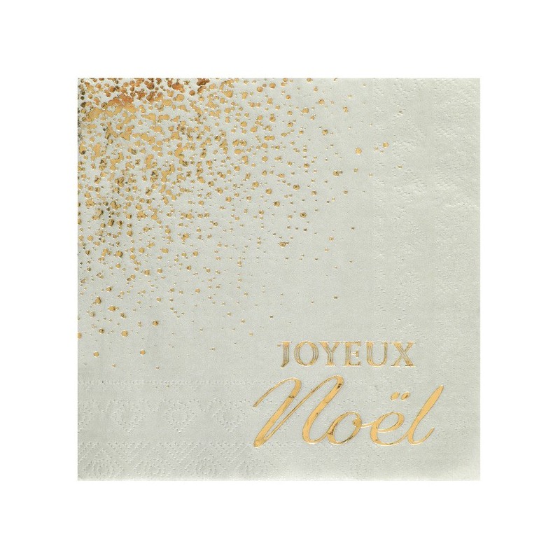 10 Serviettes " Joyeux Noël" Scintillant, 33x33cm 10 Serviettes " Joyeux Noël" Scintillant, 33x33cm