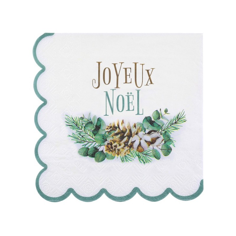 20 Serviettes " Joyeux Noël" , 33x33cm, 3plis 20 Serviettes " Joyeux Noël" , 33x33cm, 3plis