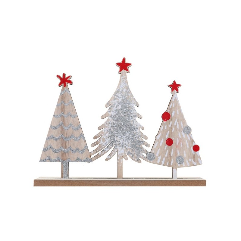 1 Déco de 3 sapins avec étoile filante, 23x3x18cm en bois 1 Déco de 3 sapins avec étoile filante, 23x3x18cm en bois