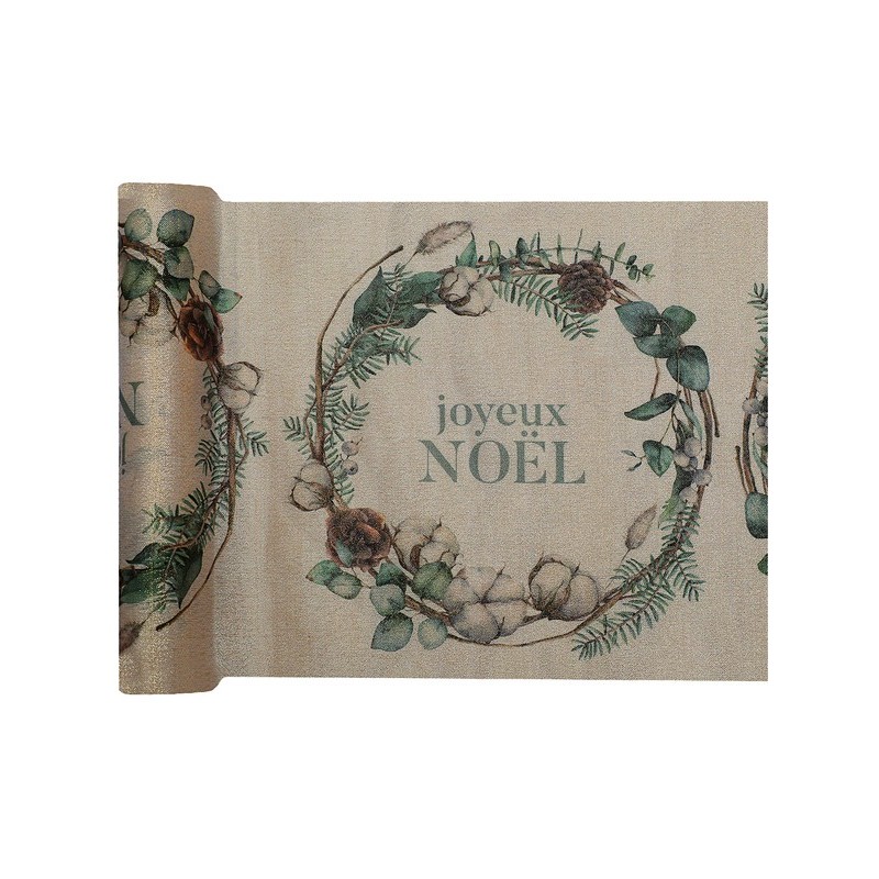 Runner da tavolo  "Joyeux Noël"  28cm x 2.5m, verde Runner da tavolo  "Joyeux Noël"  28cm x 2.5m, verde