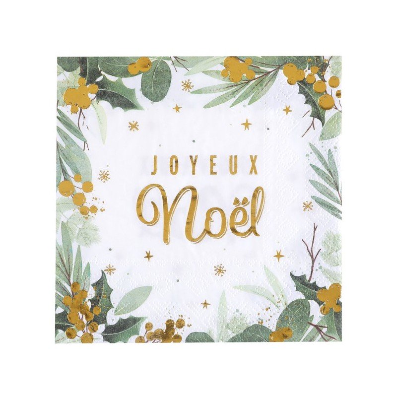 10 Serviettes Noël Tradi, 3plis, 33x33cm, or 10 Serviettes Noël Tradi, 3plis, 33x33cm, or