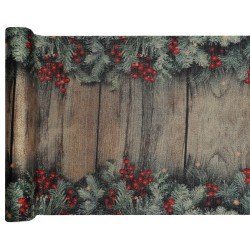 1 Chemin de table sapin et baies naturel  28cm x 2.5m