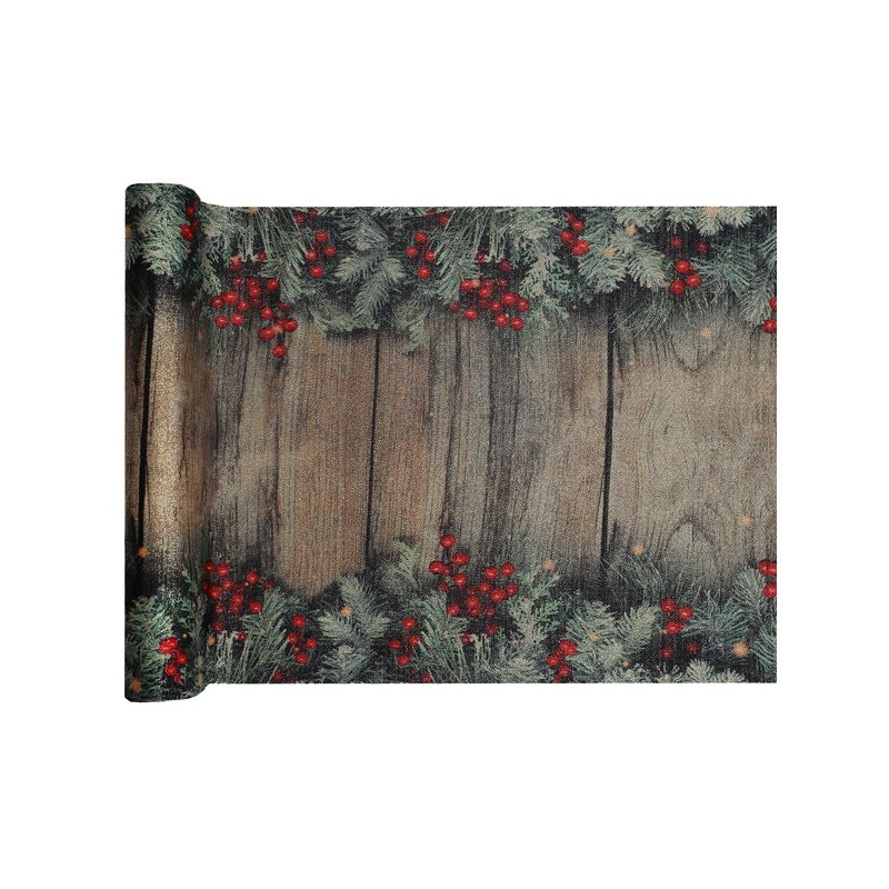 1 runner da tavolo con albero e bacche naturali 28 cm x 2,5 m 1 runner da tavolo con albero e bacche naturali 28 cm x 2,5 m