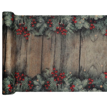 1 runner da tavolo con albero e bacche naturali 28 cm x 2,5 m