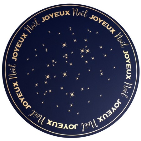 6 sets de table Noël chic en carton, Ø 34cm, marine