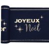 Chemin de table chic "Joyeux Noël"  28cm x 3m, marine