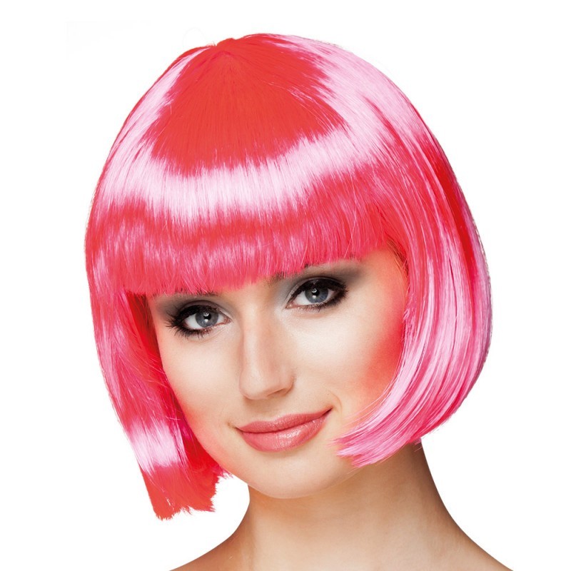Perruque Cabaret rose vif court avec frange Perruque Cabaret rose vif court avec frange