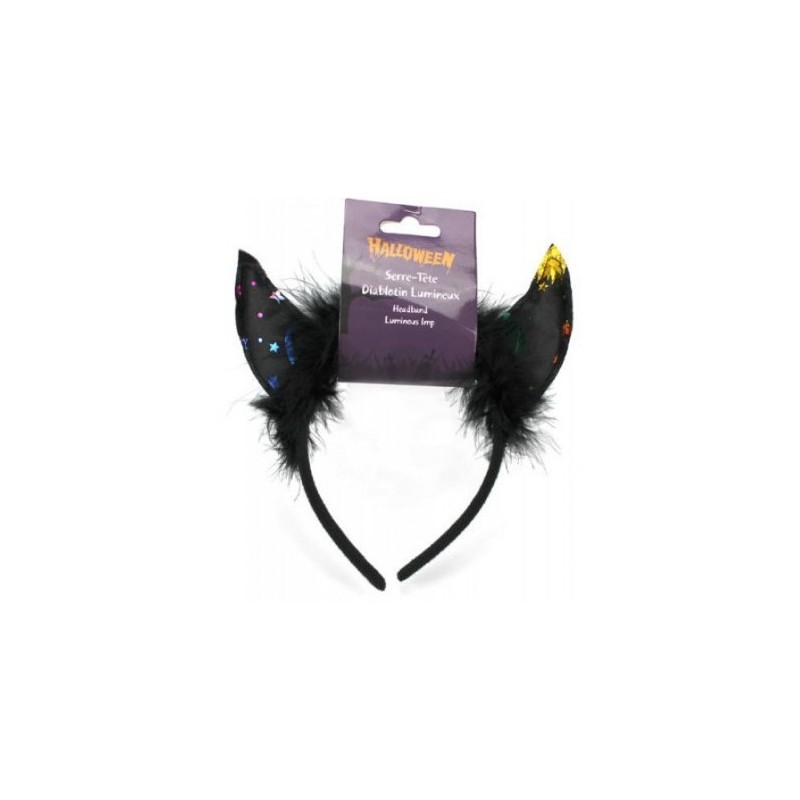 Serre tête LED DIABLOTIN avec piles. clignote dans la nuit.