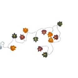 Guirlande LED forme de feilles en bois coloré, 180cm
