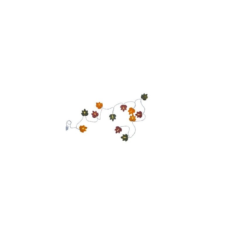 Guirlande LED forme de feilles en bois coloré, 180cm