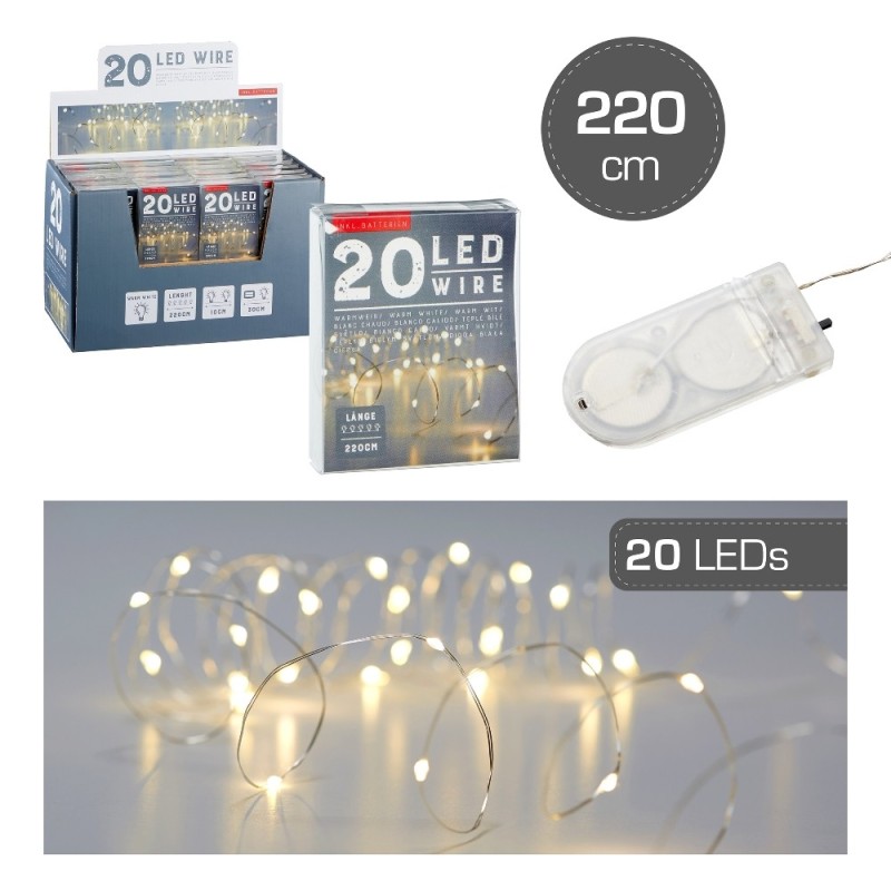 1 Guirlande de 20 leds, 220cm, blanc chaud 1 Guirlande de 20 leds, 220cm, blanc chaud