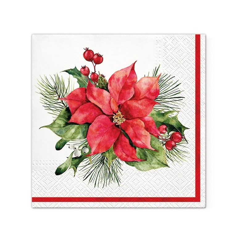 Serviettes en papier 33 x 33 cm étoile de Noël