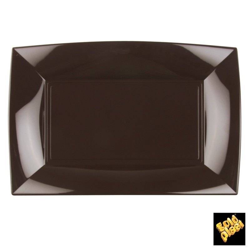 3 Piatti rettangolo , 34,5 x 23 cm, cioccolato