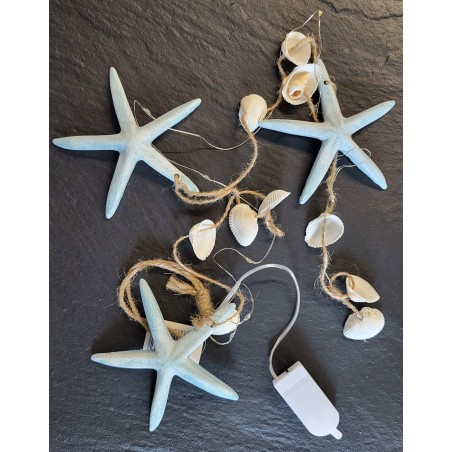1 LED-Girlande mit Seesternen und Keramikmuscheln 108 cm