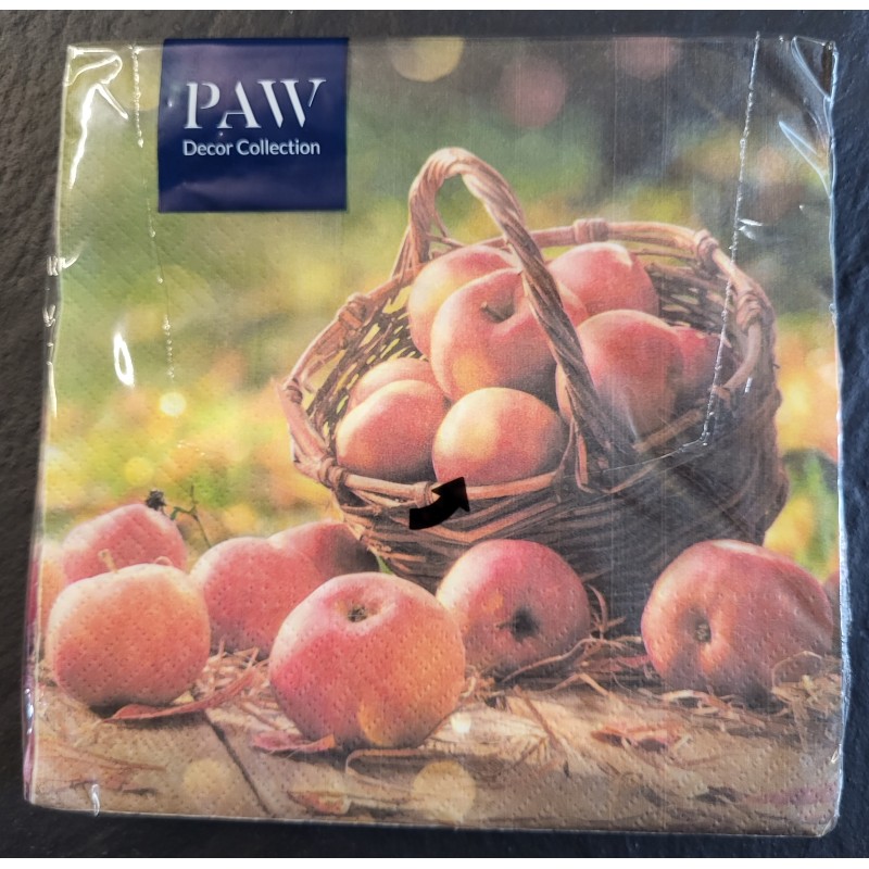 20 Serviettes en papier pommes d'automne, 3plis, 33x33 c 20 Serviettes en papier pommes d'automne, 3plis, 33x33 c