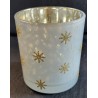 1 Portacandela in vetro bianco e oro, 7,3x8 cm 1 Portacandela in vetro bianco e oro, 7,3x8 cm