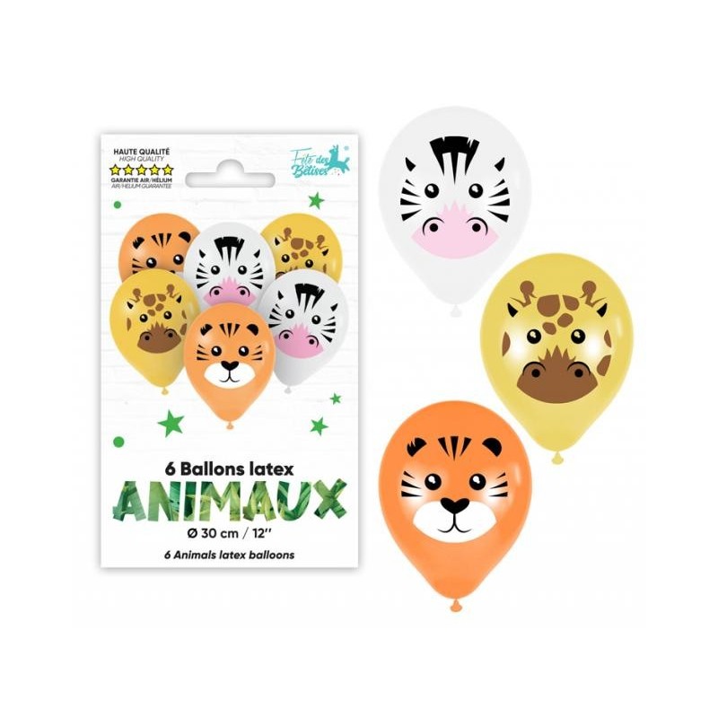 6 Ballons latex Animaux Ø 30cm 6 Ballons latex Animaux Ø 30cm