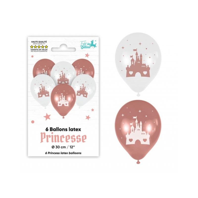 6 Prinzessinnen-Latexballons Ø 30 cm