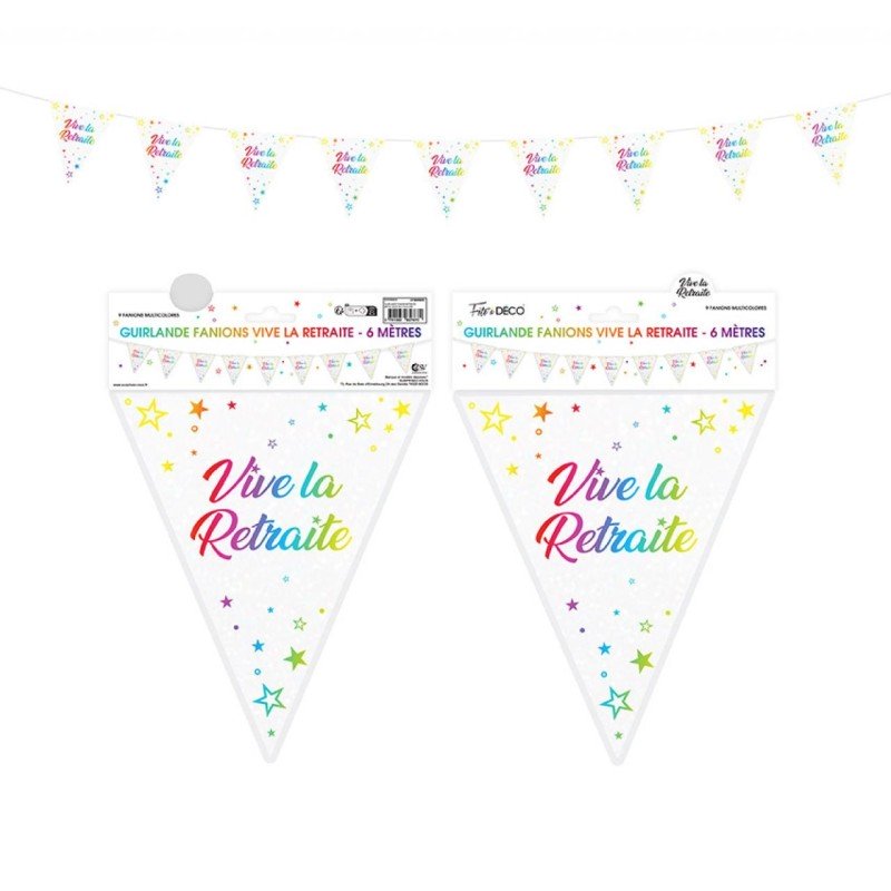  Festone in triangoli 6metri "Vive la retraite"