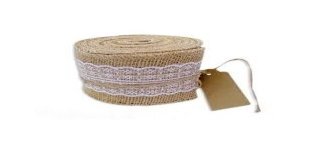 Mini chemin de table en toile de jute avec dentelle 8cmx5m