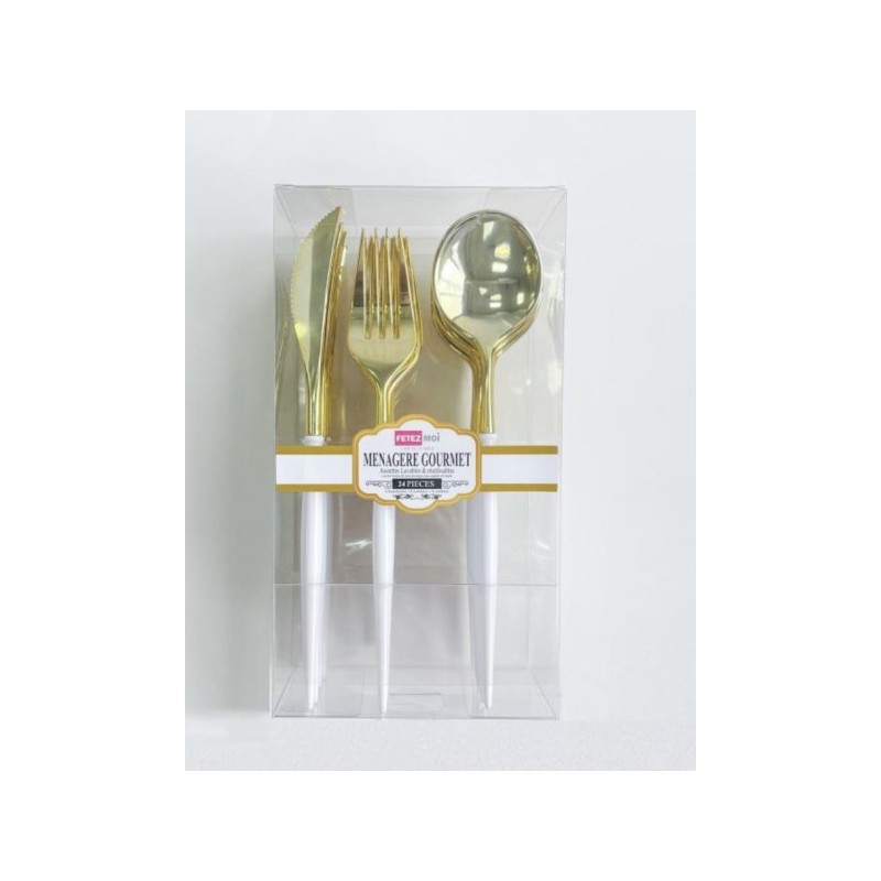 Posate Gourmet 24pz, colore oro e bianco Posate Gourmet 24pz, colore oro e bianco