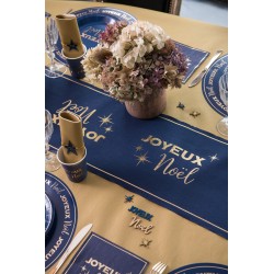 Tischläufer „Joyeux Noël“ 28cm x 3m, Navy Farbe