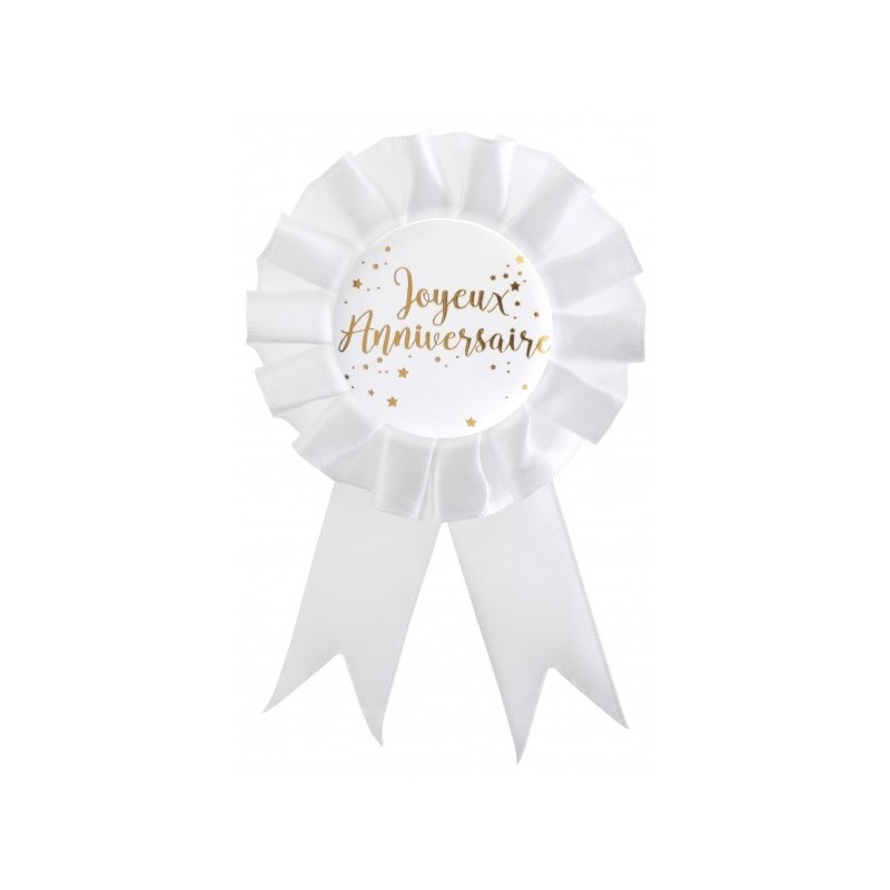 1 coccarda “Joyeux Anniversaire” Ø8cm x 15cm