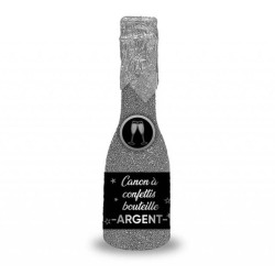 1 Bouteille canon à confettis argent 16cm