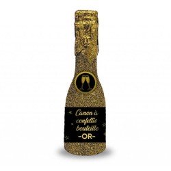 1 Bouteille canon à confettis doré16cm