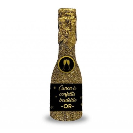 1 Bouteille canon à confettis doré16cm
