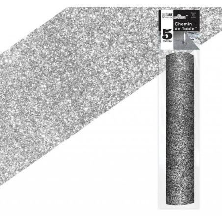 1 Chemin de table uni paillette argent 