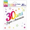 24 Serviettes, 30 Ans, 3 plis, 33 x33 cm multicolore 24 Serviettes, 30 Ans, 3 plis, 33 x33 cm multicolore