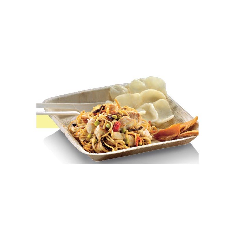 25 Assiettes carrées, palmier, 17 x 17 cm