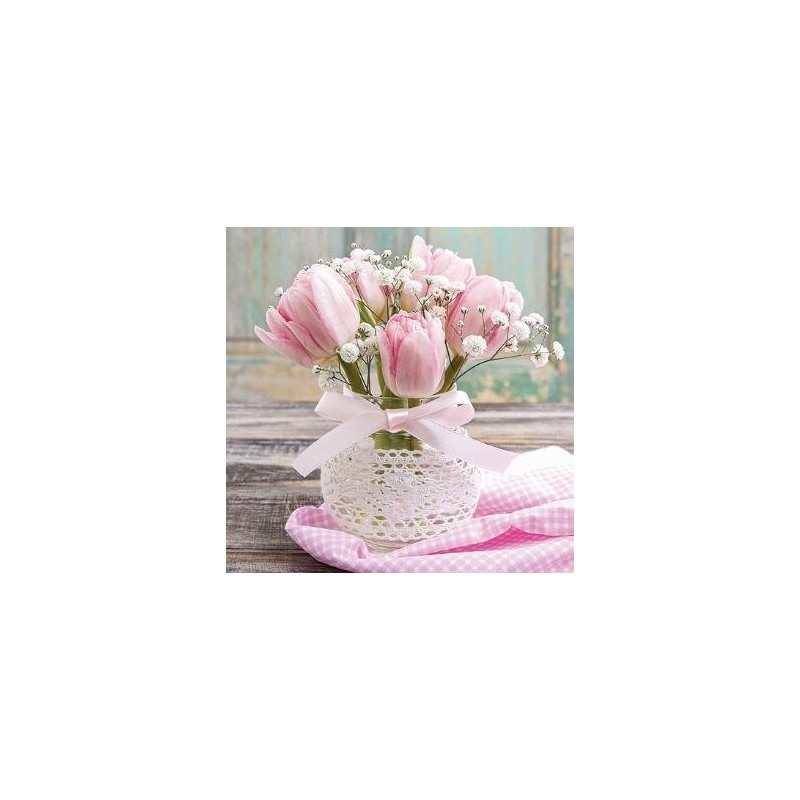 20 Serviettes papier 33x33xcm Bouquet de tulipe rose 20 Serviettes papier 33x33xcm Bouquet de tulipe rose